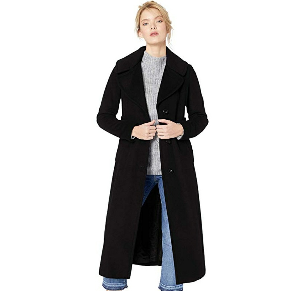 DKNY Wool/Cashmere Black Trench Size 6P